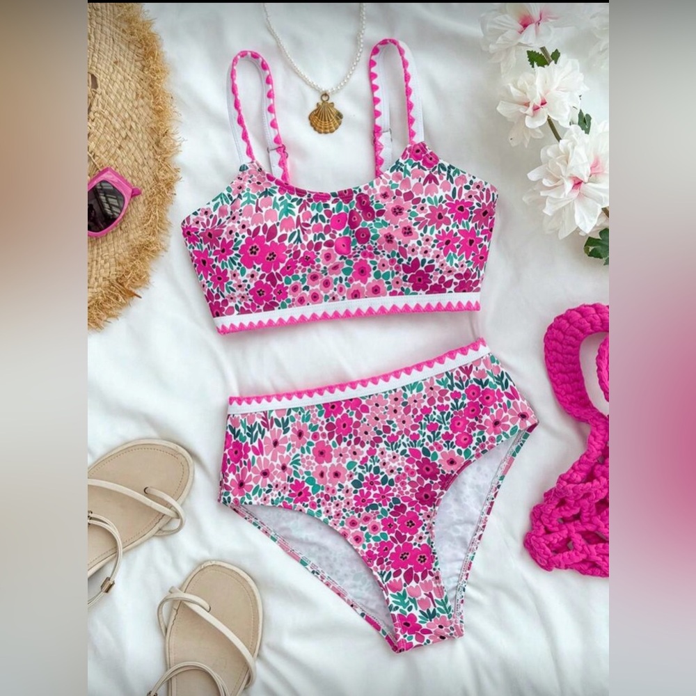 NEW!! Tween Girls Floral Printed Bikini Set, 2 Pieces Swimwear